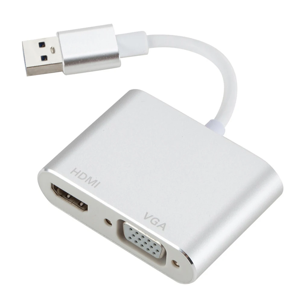 Мониторы мульти-Дисплей HDMI VGA компактный школьный конвертер 2 в 1 USB3.0 адаптер
