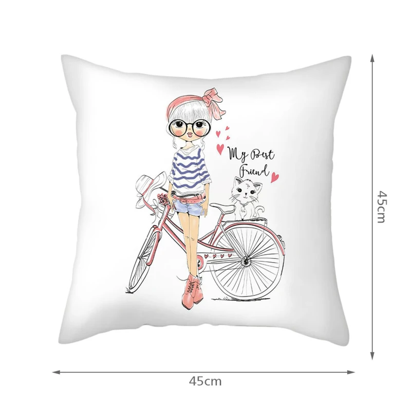

Fuwatacchi White Pillowcases Fashion Girl Perfume Pattern Throw Pillows for Home Decore Sofa Car Office Waist Back Cushion Cover
