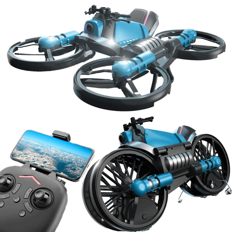 

Land/Air Mode Flying High Speed Motorcycle One Key Switch Stunt 2.4G RC Drone Intelligent Kid Toy
