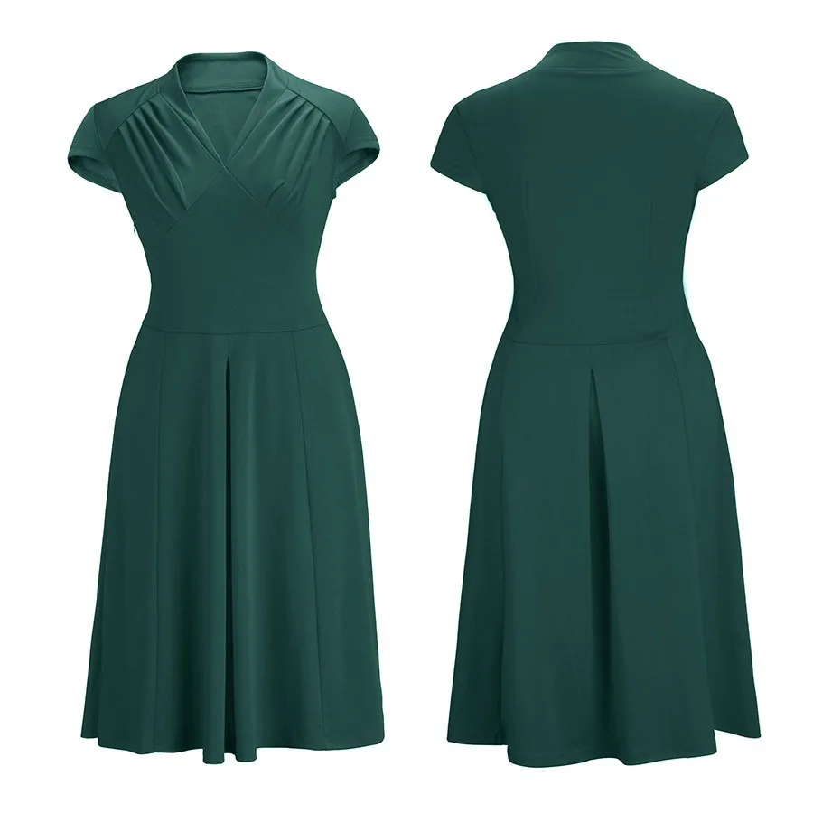 

BacklakeGirls 2020 New Elegant V Neck Woman Cocktail Dress Plus Size Slim Solid Color Knee Length Cocktail Party Dress