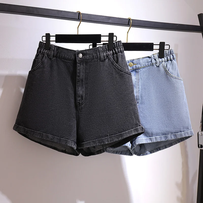 

Oversize High Waist Straight Wide Leg Denim Plus Size Women Jean Shorts Female Summer Korean Style Solid Loose Short Jeans