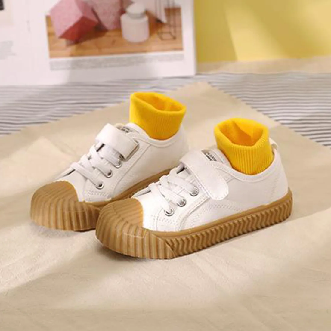 

Детская обувь для девочек, повседневные холщовые кроссовки, однотонная детская обувь, нескользящая обувь