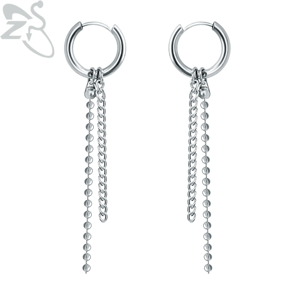 2 pcs-1 ZS серьги-кольца из нержавеющей стали с крестиком и перьями Kpop, мужские круглые висячие серьги в стиле хип-хоп, рок-ролл, панк, ювелирные изделия, aros mujer - Окраска металла: 2 pcs-1