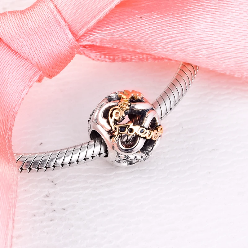 Подходит для Pandora Bacelets ажурные Бесконечности Прелести с 14K покрыто настоящим