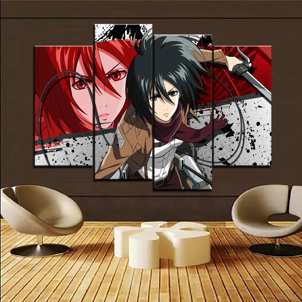 3 Панели аниме атака на Титанов Микаса Акерман печать постеры холст картины