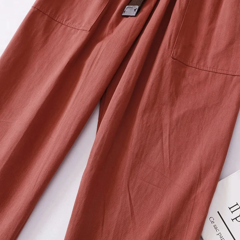 Obrix Harem Cotton Loose Straight Soft Casual Style Pants High Elastic Waist Safari Streetwear Formal Trousers For Women | Женская