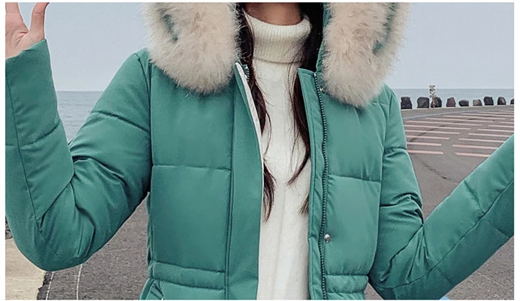 Ins Winter New Women's Hooded Down Parka Long Jacket Casual Big Fur Zipper Full Sleeve Korean Style Thick Coat C90802K