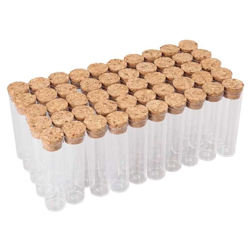 50 adet/paket 25X95mm düz tabanlı çay plastik Test tüpü Drosophila flakonları kültür tüpü mantar tıpalar