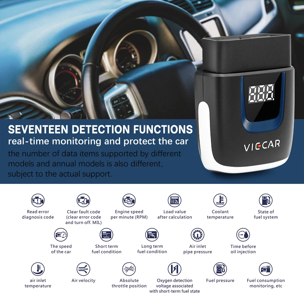 Адаптер Viecar для VP001 006 ELM327 OBD2 Bluetooth 4 0 5 OBD 2 WI FI Авто диагностический сканер Android/iOS ODB2