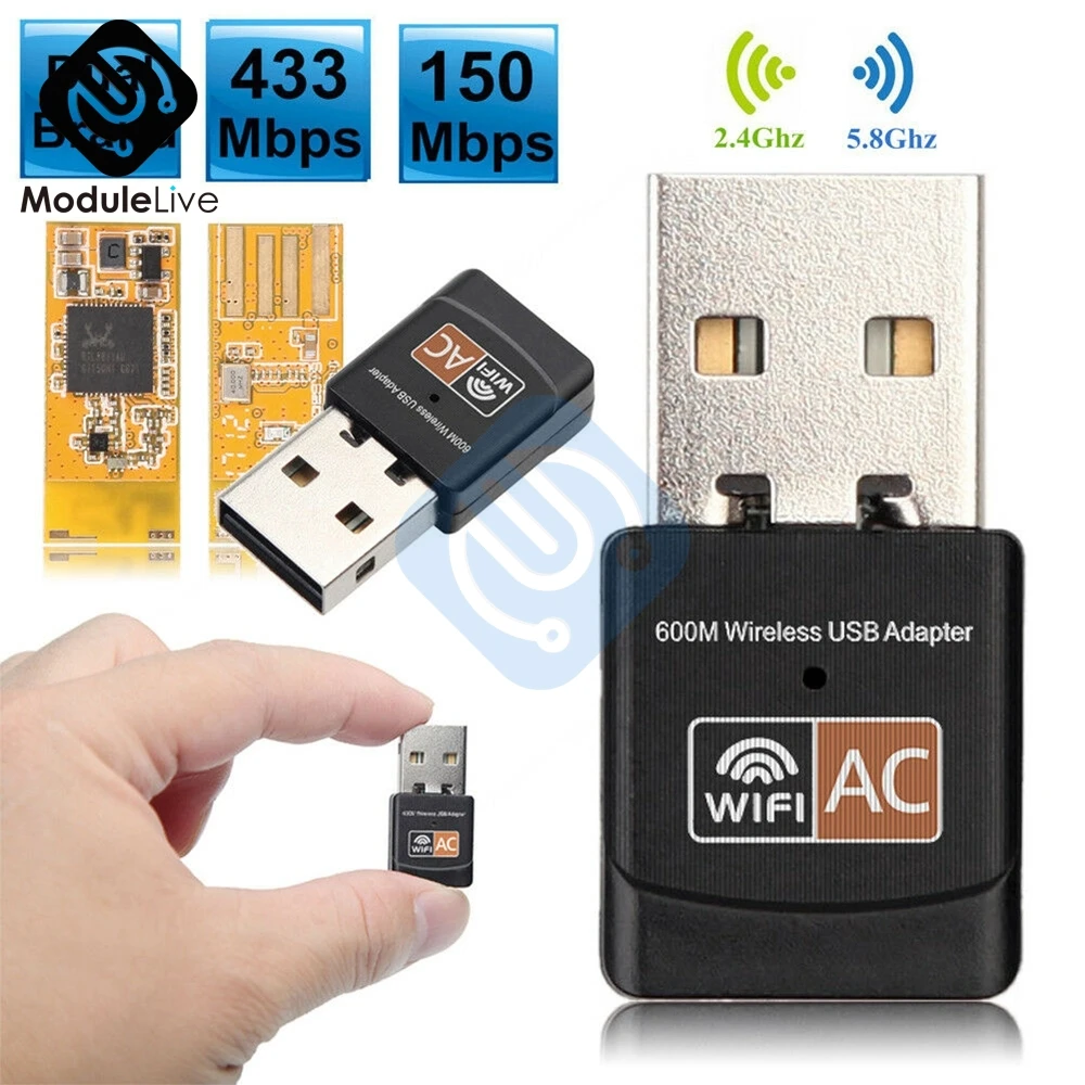Беспроводной USB-адаптер 600 м двухдиапазонный Wi-Fi 2 4 ГГц/150 Мбит/с 5 8 ГГц/433 802.11a 802.11b 802