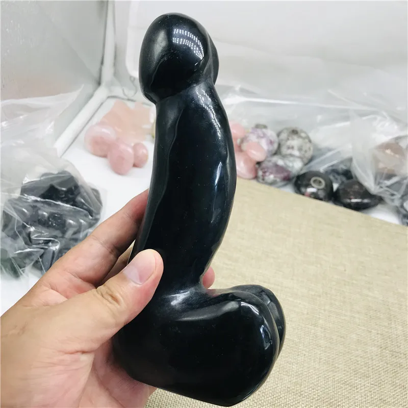 Natural black obsidian hand-carved quartz crystal Massage stick