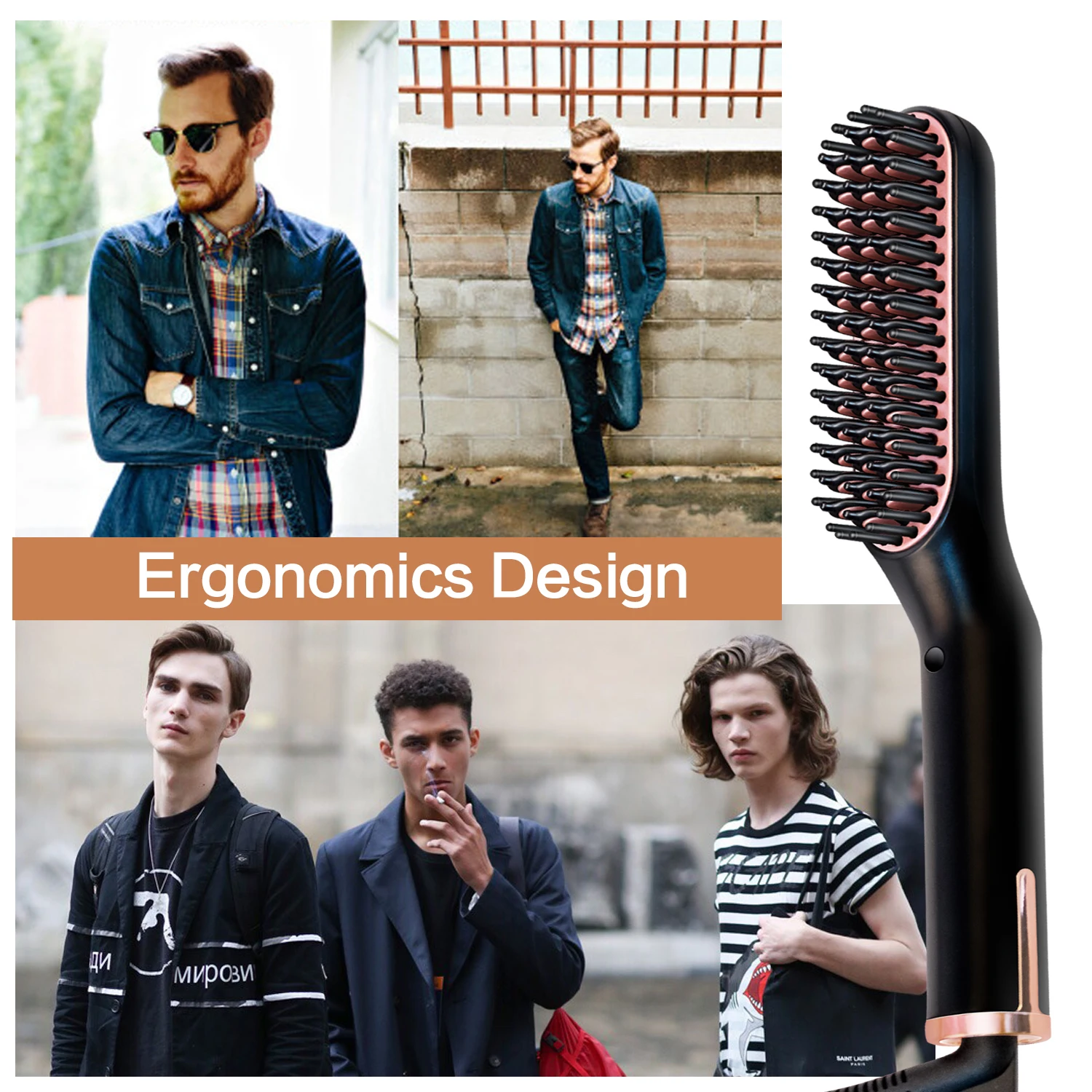 

Multifunctional Hair Comb Brush Men Beard Straightener Anti-Scald Hair Straightening Comb Hair Curler Fast Heating Hair Styler