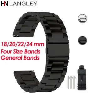 Ремешок быстросъемный стандартный из нержавеющей стали для мужских и женских наручных часов, твердый металлический браслет премиум класса, 18202224 мм