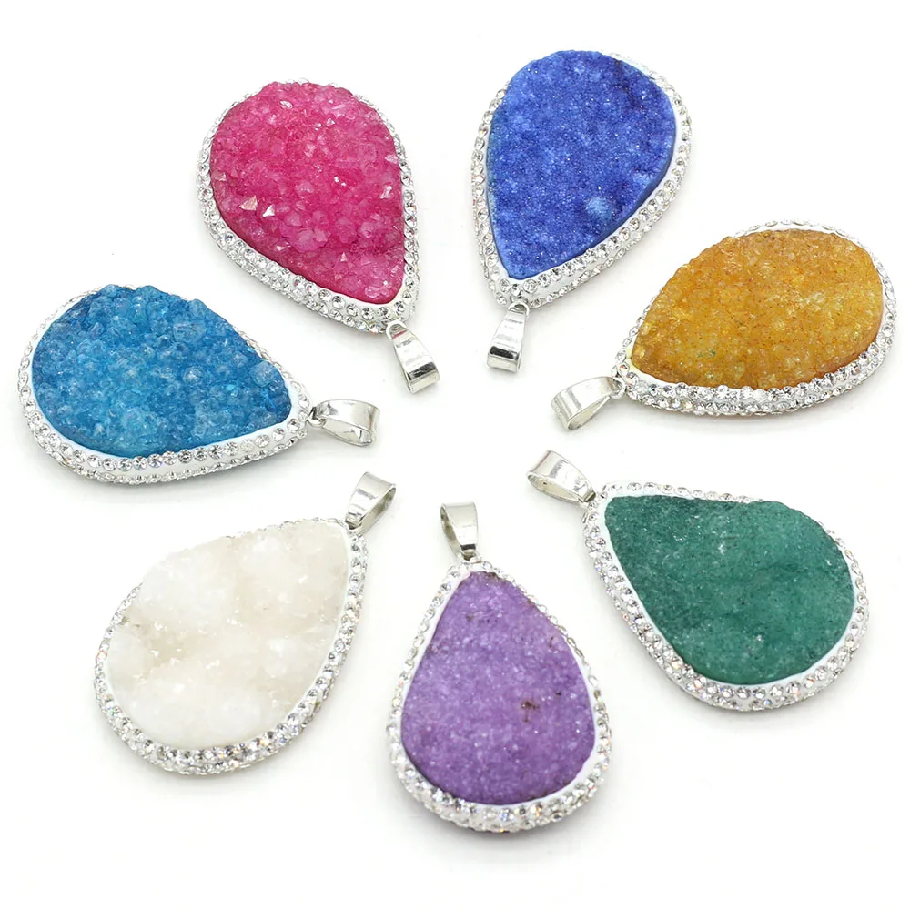 

Natural Stone Gem Multicolor Agate Crystal Bud Drop Pendant Handmade Crafts DIY Necklace Bracelet Jewelry Accessories Gift Make