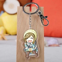 game yuru camp keychain double sided acrylic key chain pendant anime accessories cartoon key ring