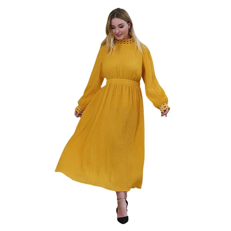 

4xl loose long maxi dress evening party women big size dress spring fall basic long sleeve dresses yellow casual plus size dress
