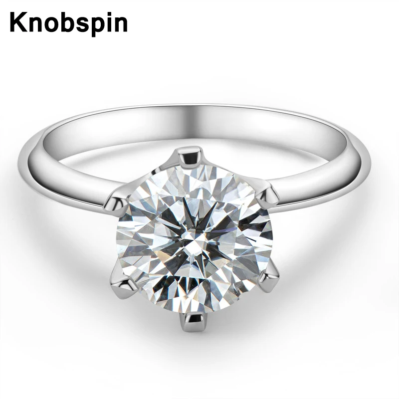 

Knobspin реальную 3 карат D Цвет Муассанит 100% 925 серебряное кольцо Мода очарование для женщин; Ювелирные изделия из драгоценных камней для помолв...