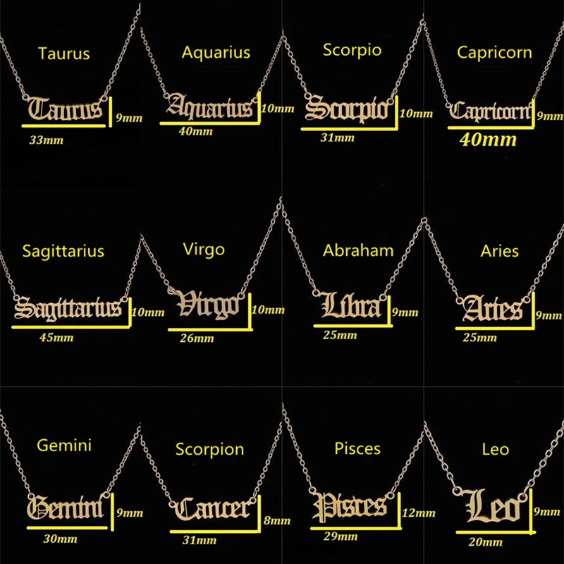 

Stainless Steel 12 Constellation Pendant Necklaces For Women Charm Gold Choker Zodiac Sign Clavicle Chain Fashion Jewelry Gifts
