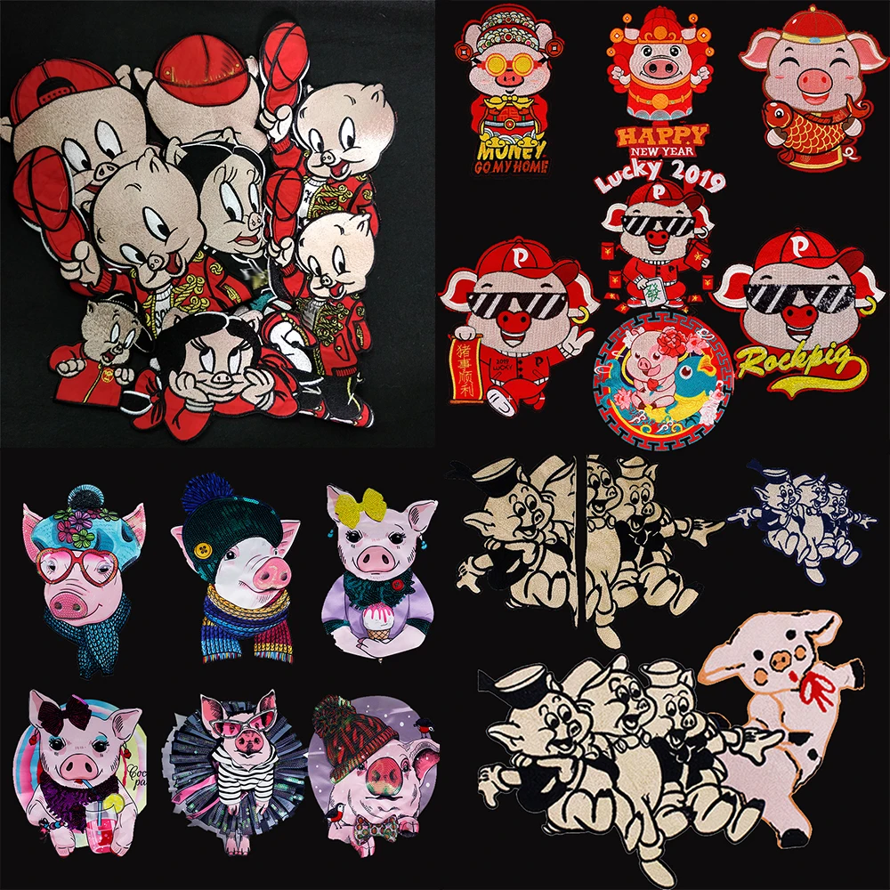 Наклейки для одежды с милыми свинками ручная работа блестки шитья наклейки