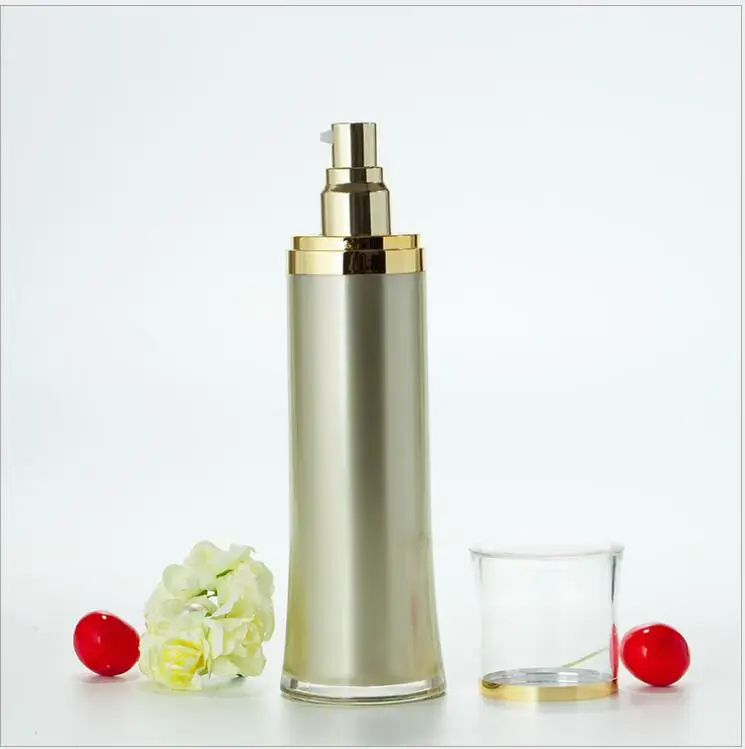 120ml pink/gold plastic acrylic press pump bottle for lotion/emulsion/serum/foundation/toner skin care cosmetic packing | Красота и