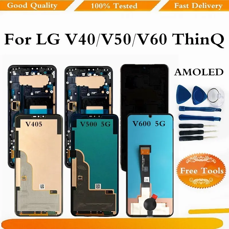 

Дисплей для LG V40 ThinQ, ЖК-дисплей кодирующий преобразователь сенсорного экрана в сборе дюйма, для LG V60 ThinQ 5G