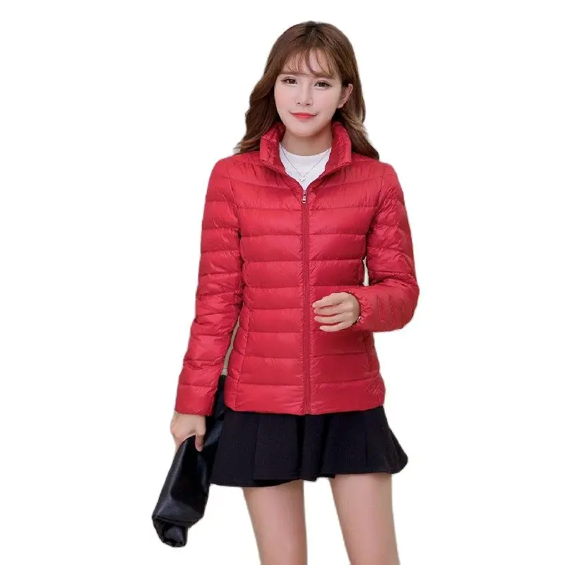 

Женское зимнее пальто светильник Кая куртка на белом утином пуху, теплая парка на молнии с длинным рукавом и воротником-стойкой, Женская одн...