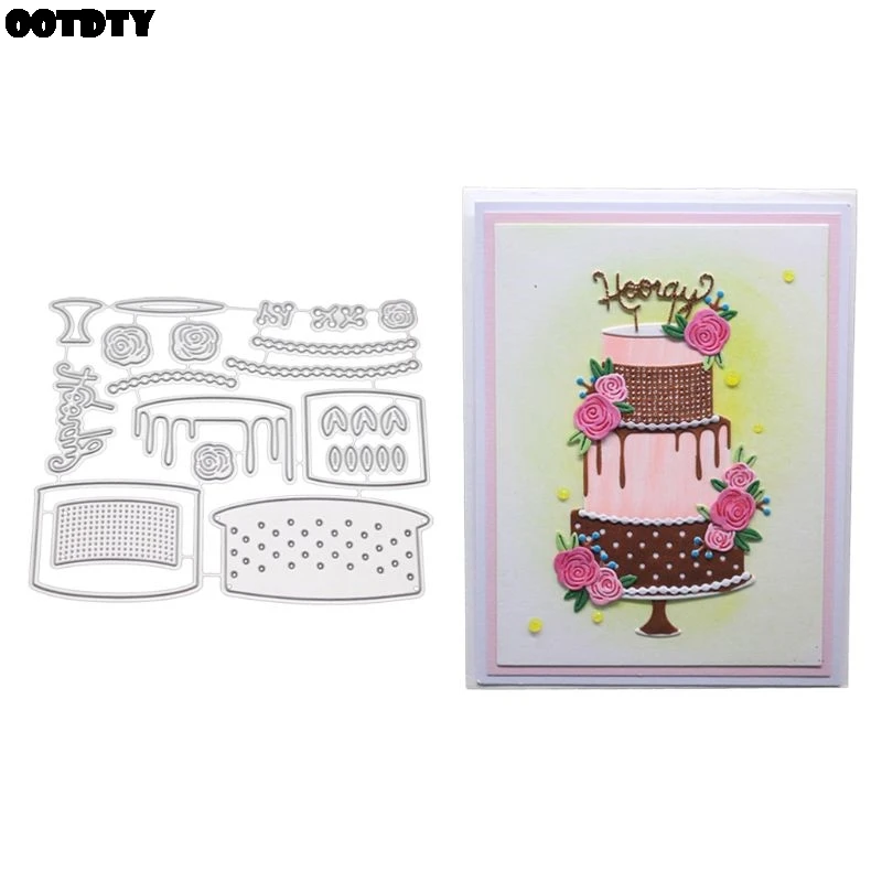 Торт ко дню рождения металлические режущие штампы трафарет для скрапбукинга