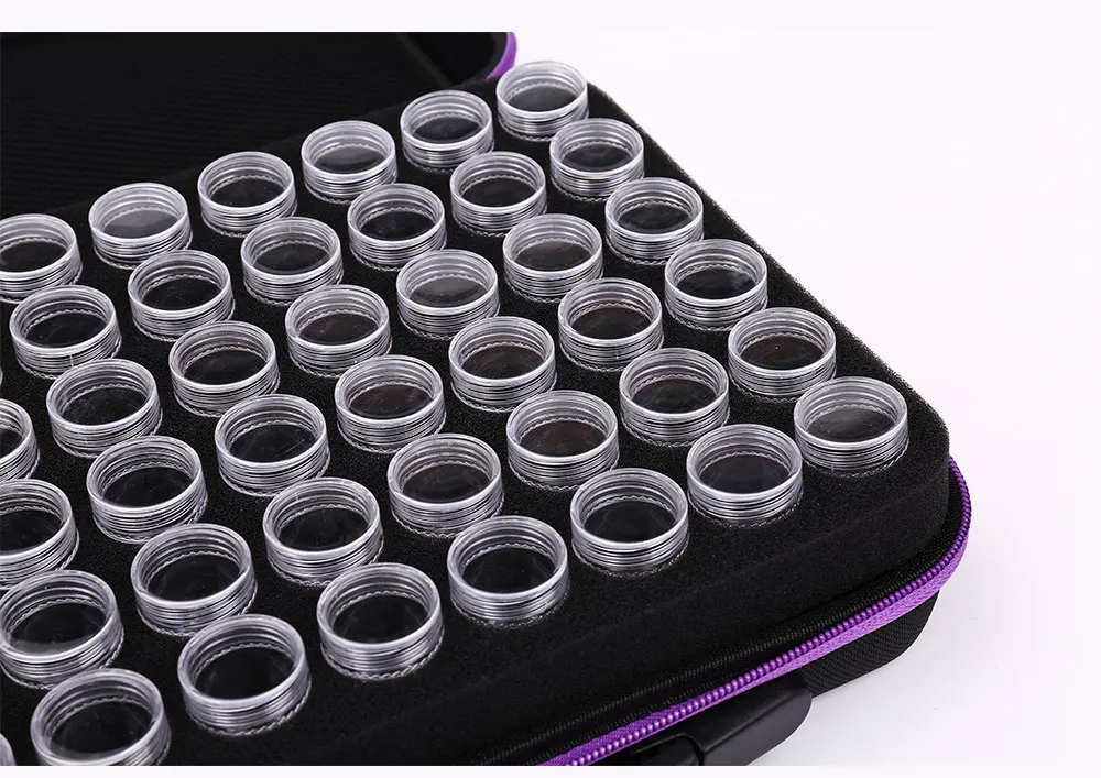 5D Diamond Painting Storage Box 30/60/120-Slot Handmade Accessories Tools Mosaic Jewelry Beads Container Jar Zippered Case
