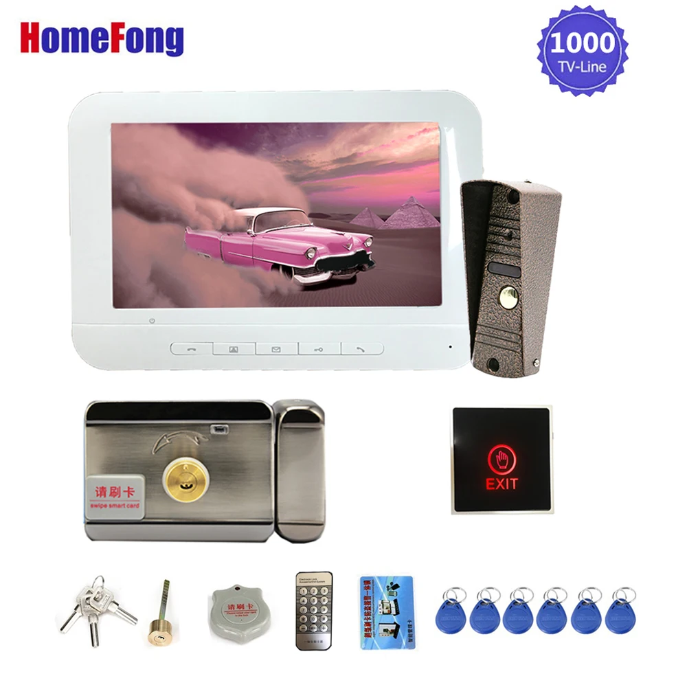 

Видеодомофон Homefong 7 дюймов с электронным замком, система доступа к двери, комплект видеодомофона для домашней безопасности
