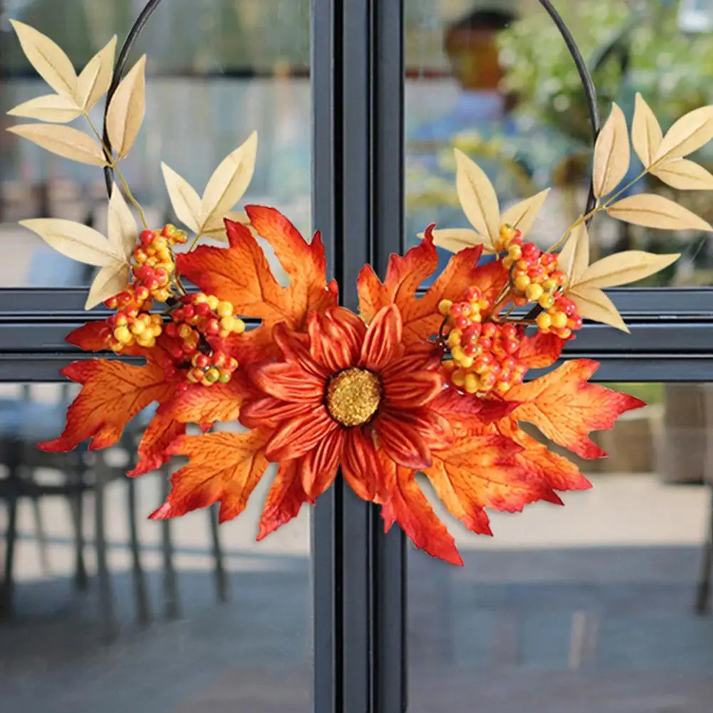 

Wreath Fall Wreath With Maple Leaves Front Door Wreath Home Decoration Front Door Wall Hanging For Wedding Wreath Home Decor