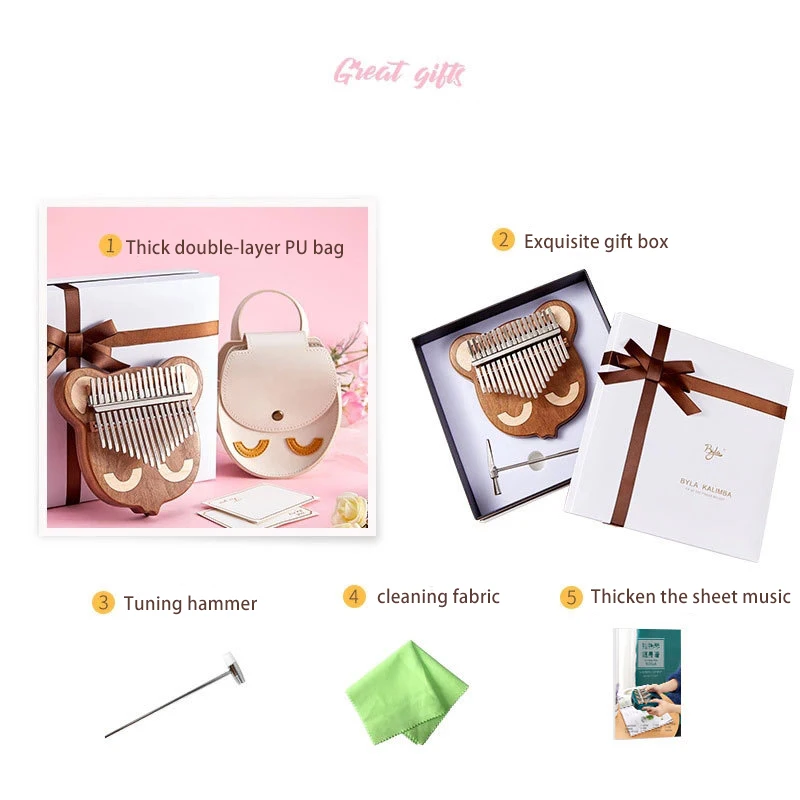 17 клавишная клавиатура калимба из Африканского красного дерева с изображением