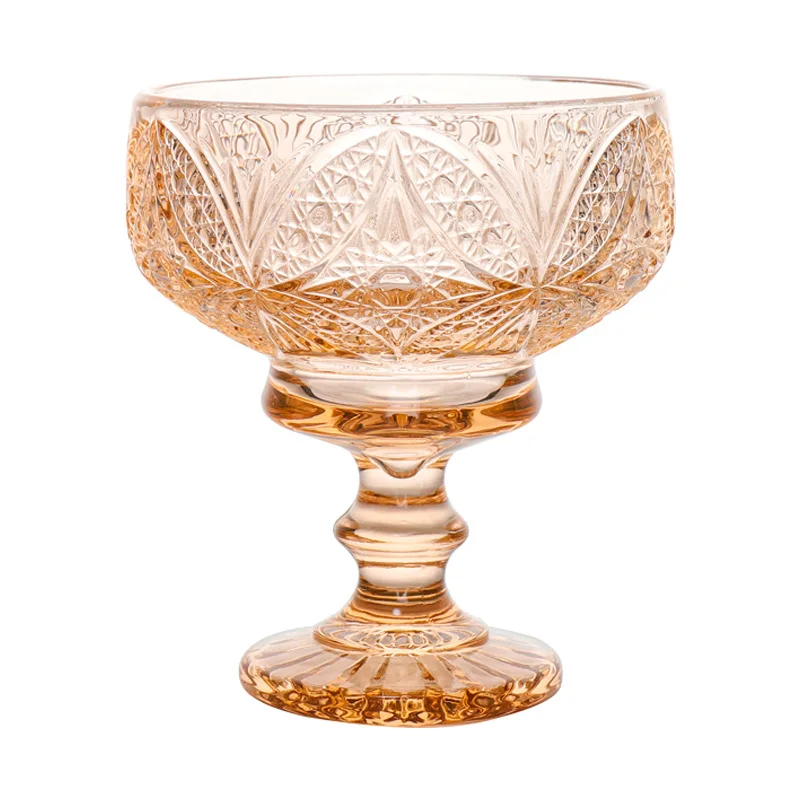 

2Pcs Glass Dessert Cups Ice Cream Bowl Sundae Cup Color Retro Juice for Drinking Cup Wedding Party Wine Glasses