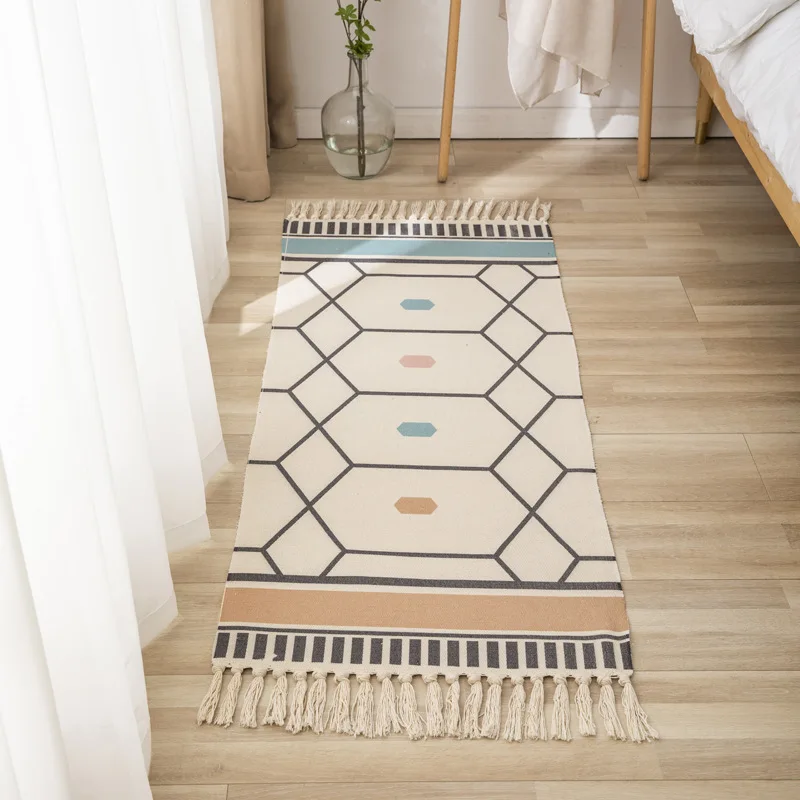 Кухонный коврик с кисточками тканый для гостиной прихожей небольшие хлопковые