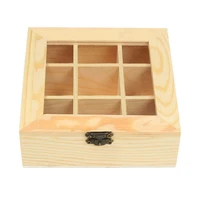 wooden tea bag jewelry organizer chest storage box 9 compartments tea box organizer wood sugar packet container promotion