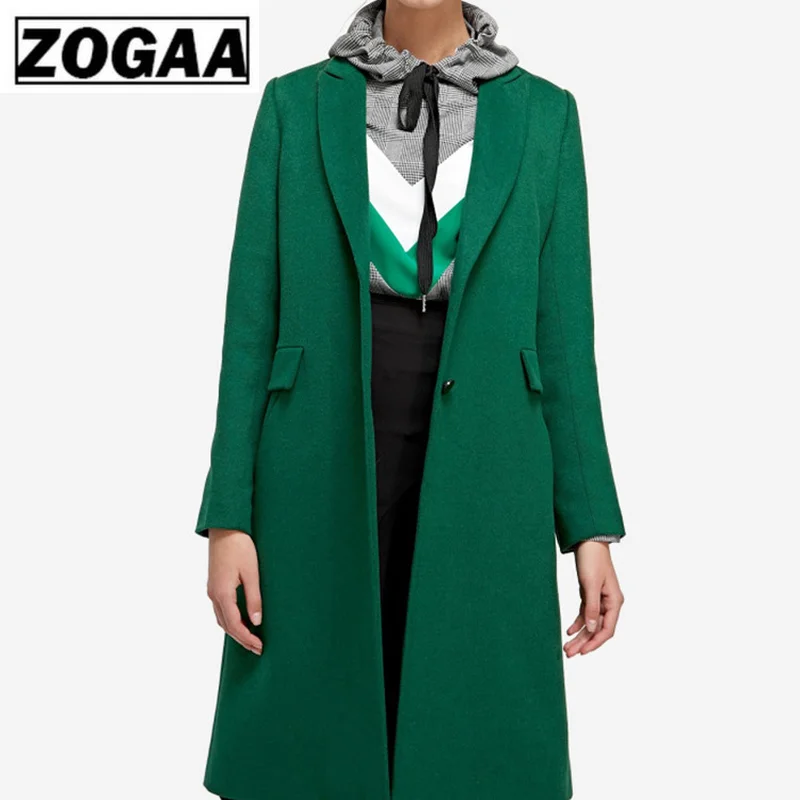 Европейский зимний женский темно-зеленый тонкий длинный рукав стиль шерстяное