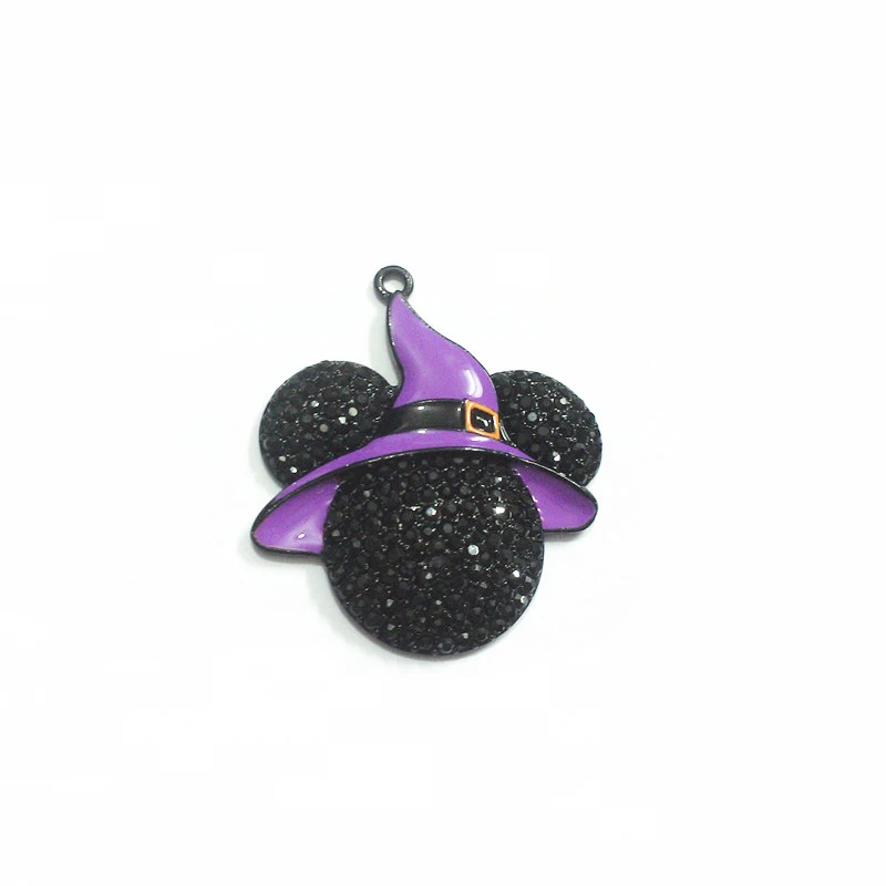 Новинка! 10 шт./лот Подвески в виде черной Минни с фиолетовой шляпой ведьмы со