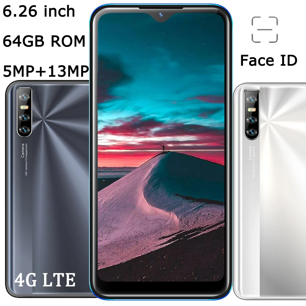 

4G RAM 64G ROM S9 4G LTE 5MP+13MP Smartphones 6.26inch Water Drop Screen Unlocked Face Id Global Quad Core Android Mobile Phones