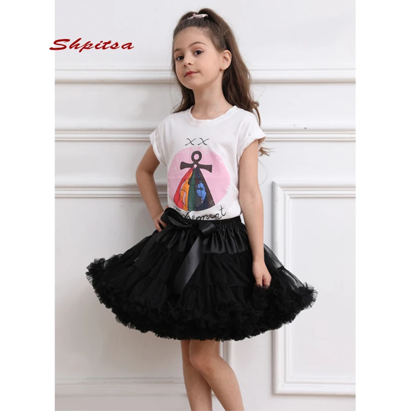 

Black White Short Petticoats Kids for Tutu Child Tulle Flower Girl Underskirt Hoop Skirt Crinoline Rockabilly Lolita Petticoat