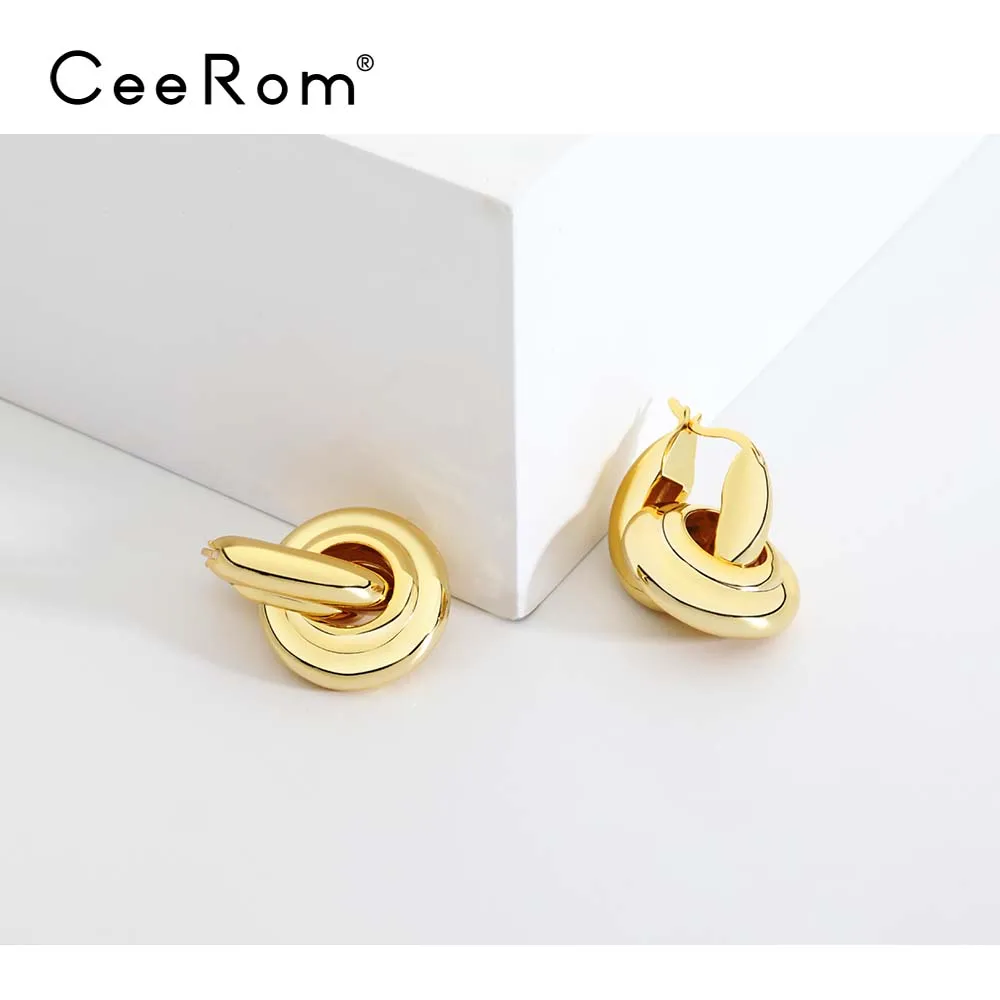 Женские серьги кольца золотого цвета CeeRom маленькие круглые обручи модные