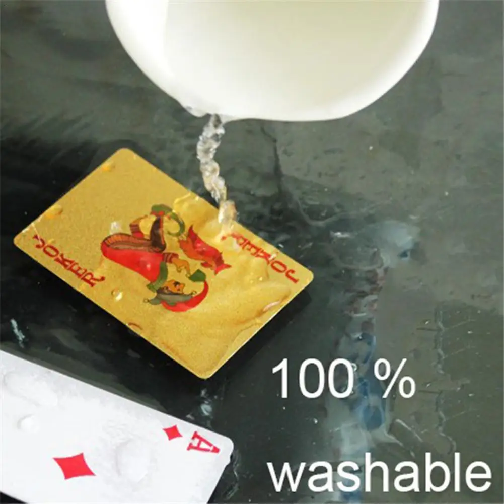 

24K Gold Playing Cards Poker Game Deck Gold Foil Poker Set Plastic Magic Card Durable Waterproof Cards Magic Gambling Board Game