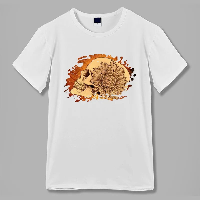 Весна лето рок панк Череп принт винтажная татуировка мужская и женская футболка
