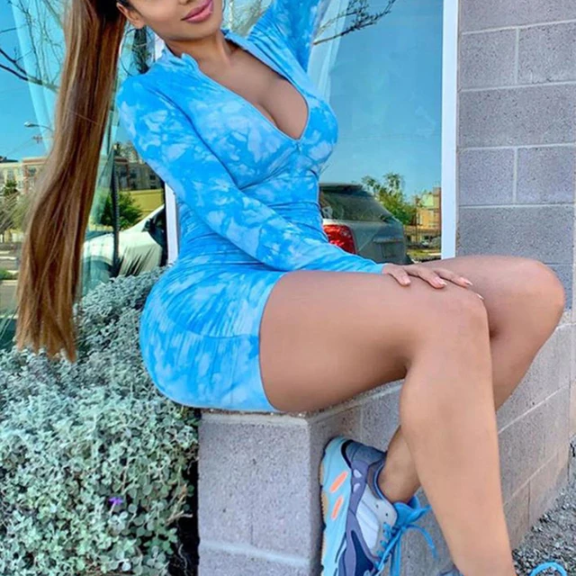 New Tie Dye Print Long Sleeve Jumpsuit Women Elegance Bright Pink Skinny Ruched Playsuit Workout Active Wear Biker Shorts Romper 4