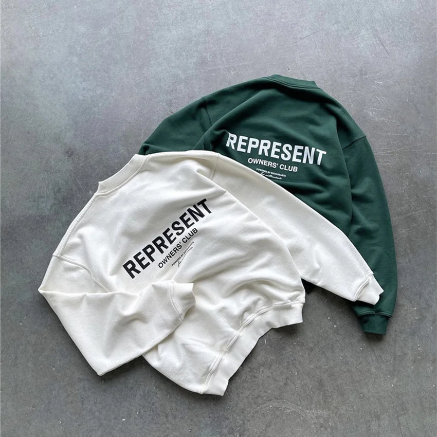 

Свитшот для владельцев, Клубная кофта с круглым вырезом, зеленый цвет, 1:1, для мужчин и женщин