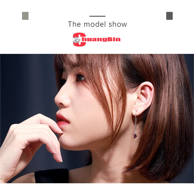 

High Quality S925 sterling silver jap-korean of ear Threads female Gifts creative zircon earrings drop long small fresh earrings