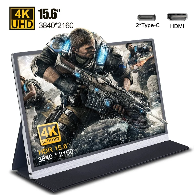 저렴한 15.6 인치 휴대용 모니터 PS4 PS5 스위치 X 박스 4K 게이머 화면 라즈베리 파이 4 HDR LCD 디스플레이 노트북 PC IPS 패널 유형 C 3.1