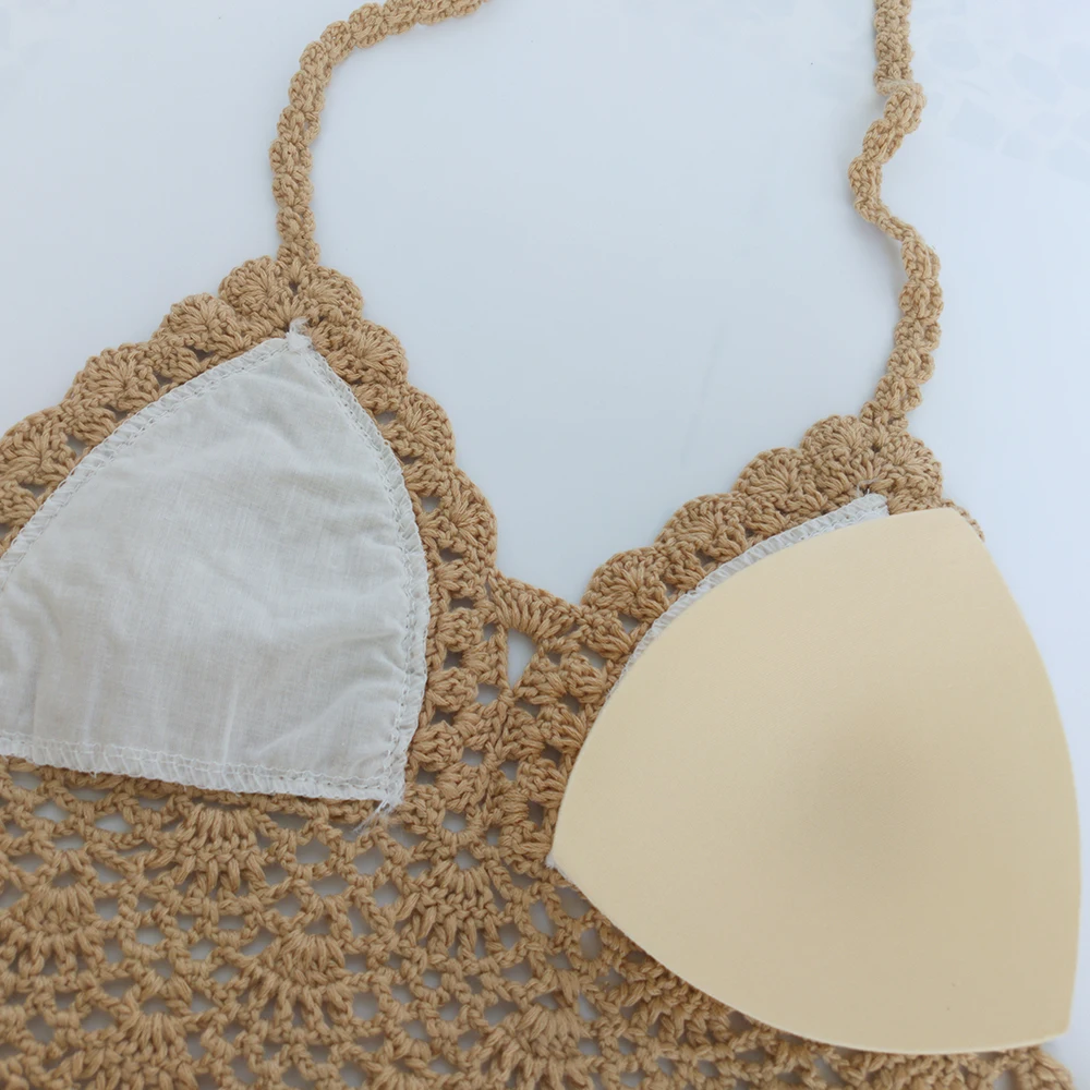 10 Colors Have Lining Womens Bikini Top Sexy Crochet Knit Separate Female Swimsuit Push Up Bra Beachwear Plus Size Bathing Suits