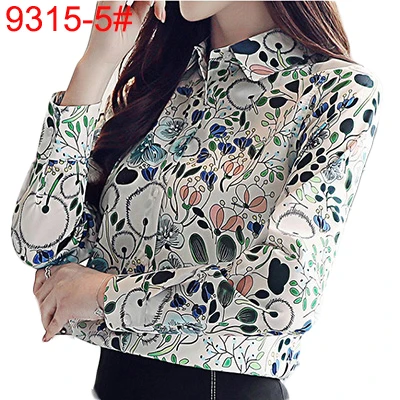 Женская шифоновая блузка, рубашка,, женская одежда, длинный рукав, Blusas, шифон, женские офисные блузки, с принтом, в полоску, в горошек, для девушек, OL, Топ - Цвет: 9315-5