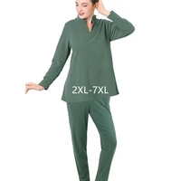 fdfklak pijama sleepwear pyjamas plus size 2xl 7xl 100kg nightwear set long sleeve trousers female pijamas soft home wear