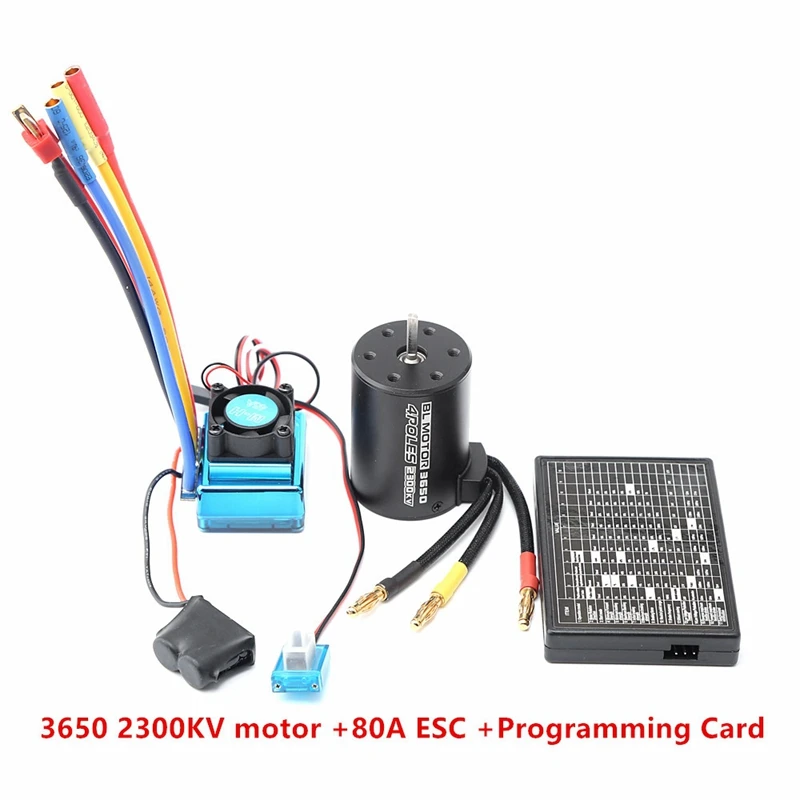 3650 2300KV Brushless Motor & 80A ESC with Program Car Combo for 1:8/1:10 RC Boat Part | Электроника