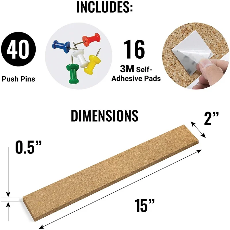 4 шт. Натуральная рамка из пробки без рамки DIY доска для объявлений Клейкие заметки фиксированы с 40 многоцветными булавками.